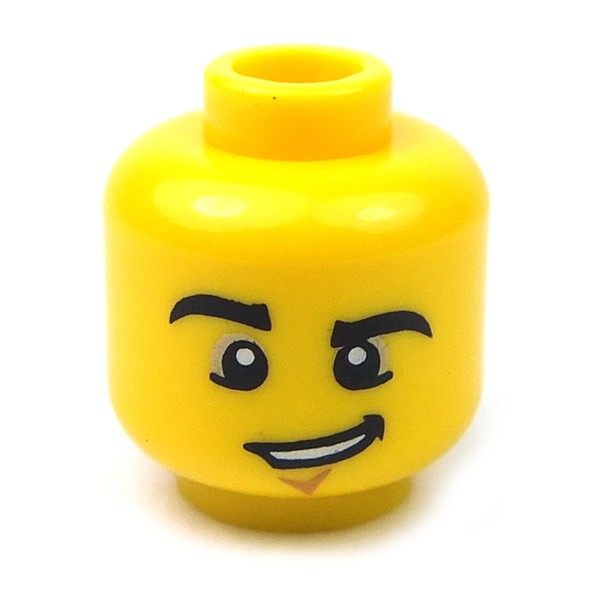 LEGO New City Yellow Minifigure Head with Crooked Smile and Laugh Lines