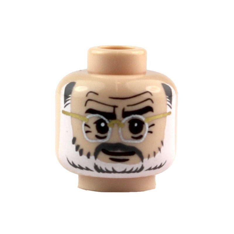 Lego Light Flesh Minifig, Head with Glasses, Beard and Moustache (Henry Jones Sr.) (La Petite Brique)