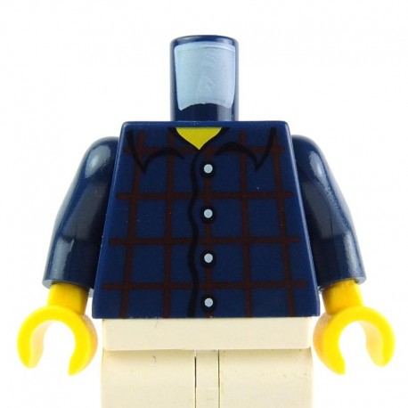 Button (La Minifig Shirt, Brique) Plaid Lego Torso Dark Dark Petite Blue Arms, Blue Yellow Hands Acessories