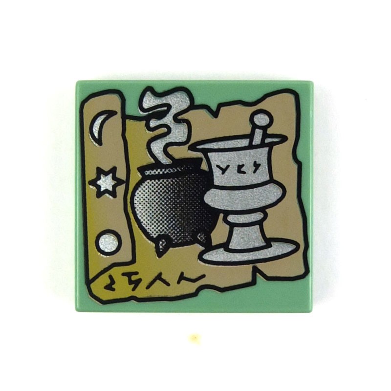 Lego Accessories Minifig Tile 2 X 2 With Scroll And Potions Hp Sand Green La Petite Brique