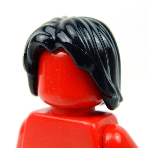 Lego Accessories Black Minifig Headgear Hair Mid Length Tousled